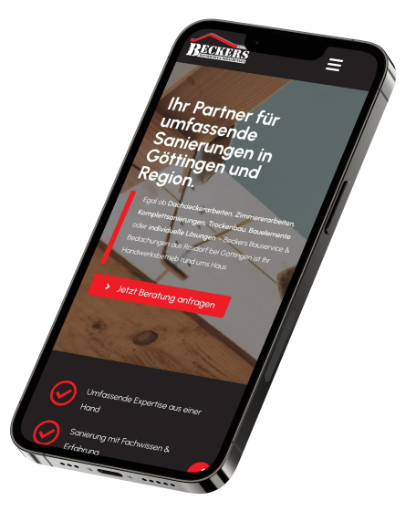 Smartphone-Ansicht Beckers Bauservice