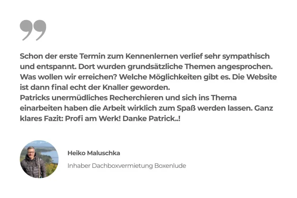 Bewertung Webdesign-Kunde Boxenlude