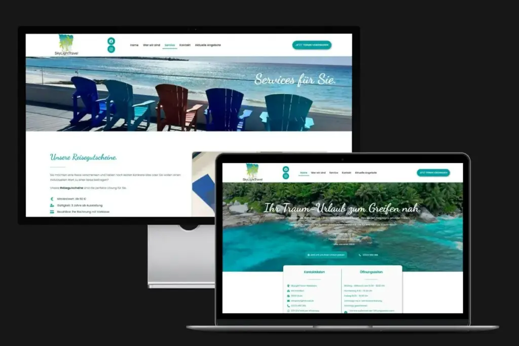 Desktop-Ansicht Website-Projekt SkyLightTravel