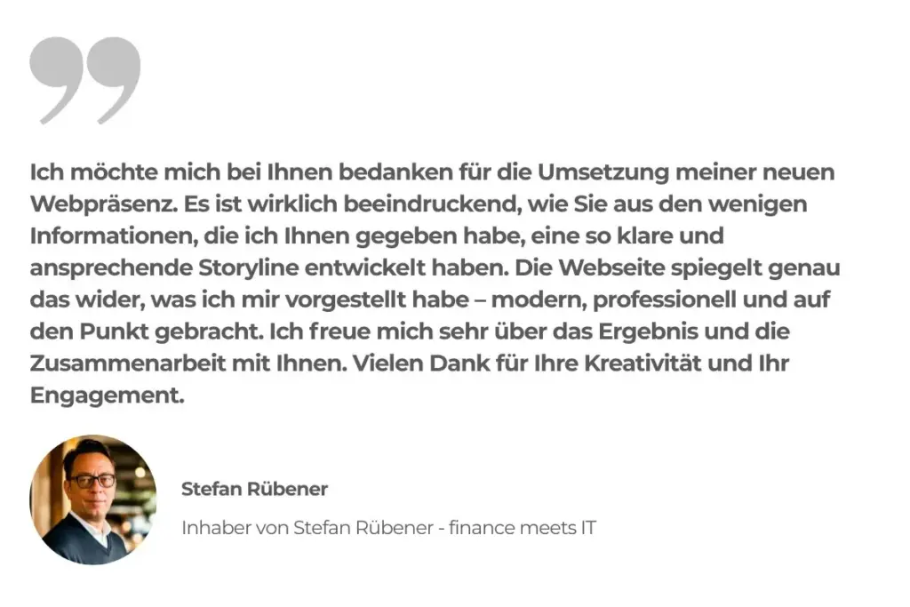 Kundenstimme von Website-Kunde Stefan Rübener