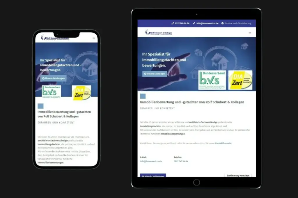 Mobilansicht des Website-Kunden Rolf Schubert & Kollegen
