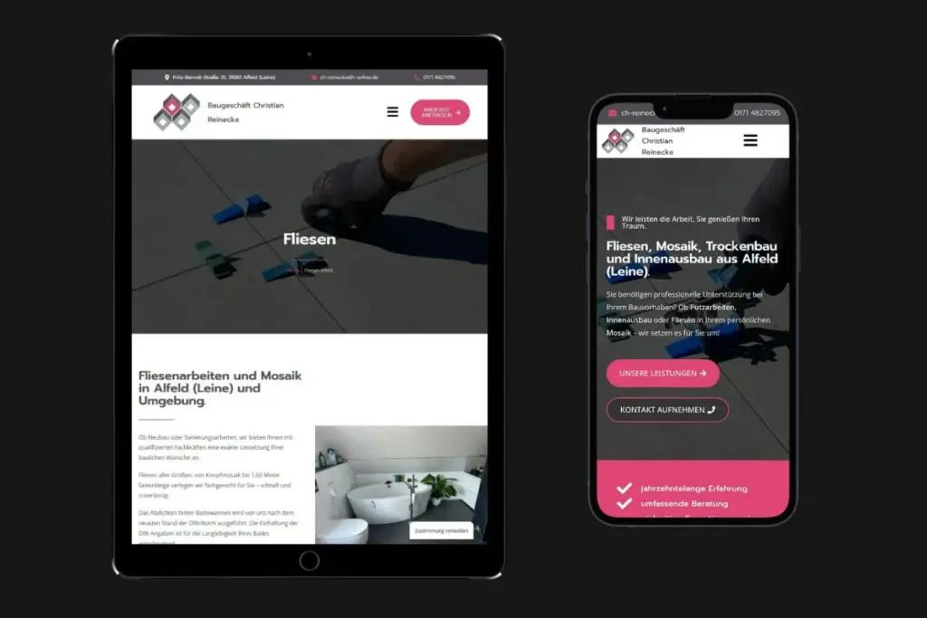 Mobilansicht von Webprojekt Fliesenleger Reinecke