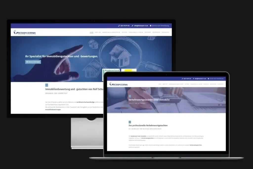 Widescreen- und Laptop-Ansicht des Website-Kunden Rolf Schubert & Kollegen