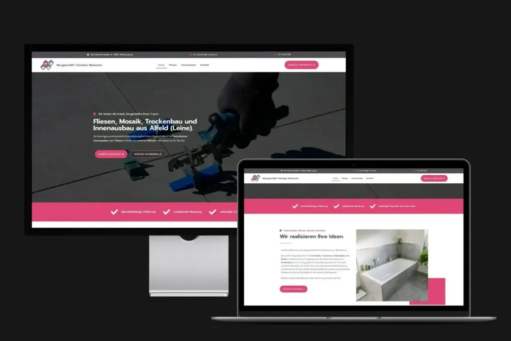 Widescreen- und Laptop-Ansicht von Webprojekt Fliesenleger Reinecke