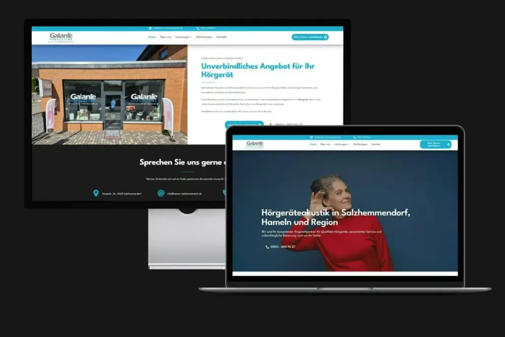 Desktop- und Laptop-Ansicht von Webdesign für Hörakustiker Salzhemmendorf