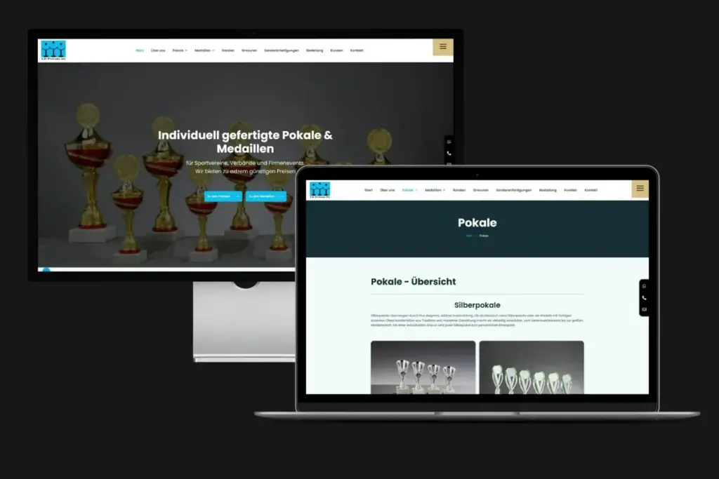 Desktopansicht von Website-Projekt Pokalhandel Klingelberg