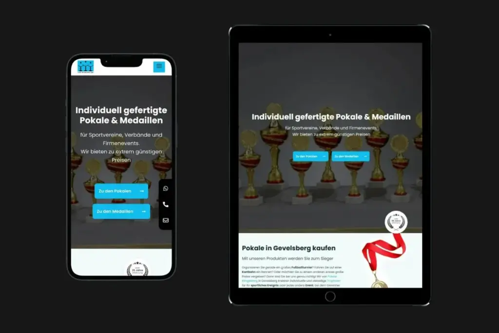 Mobilansicht von Website-Projekt Pokalhandel Klingelberg