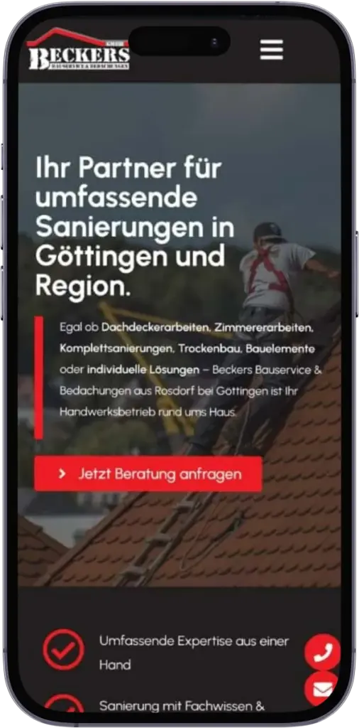 Responsive Website für Dachdecker vom Webdesigner Göttingen