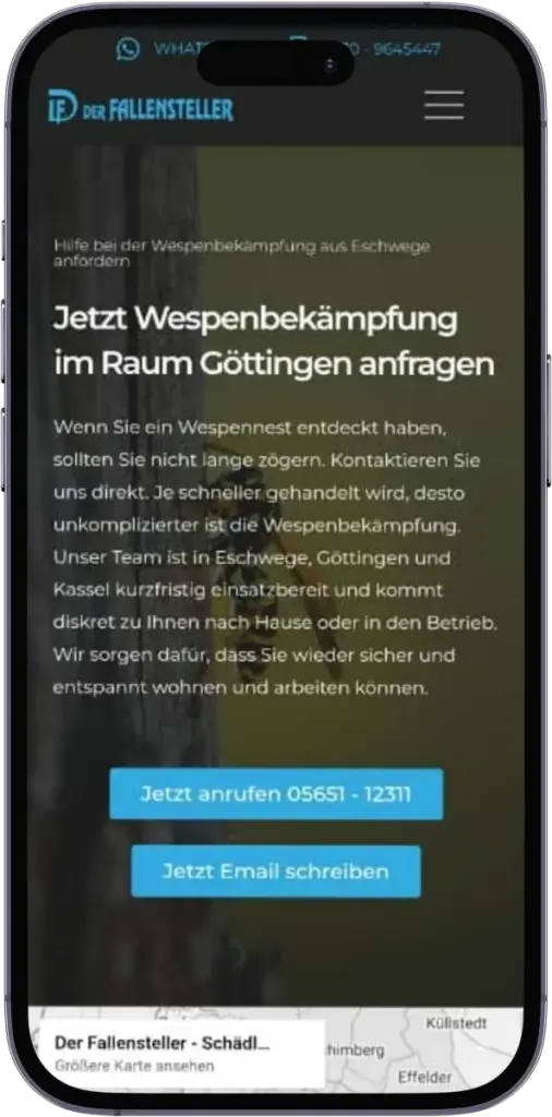Responsive Website für Schädlingsbekämpfer vom Webdesigner Göttingen